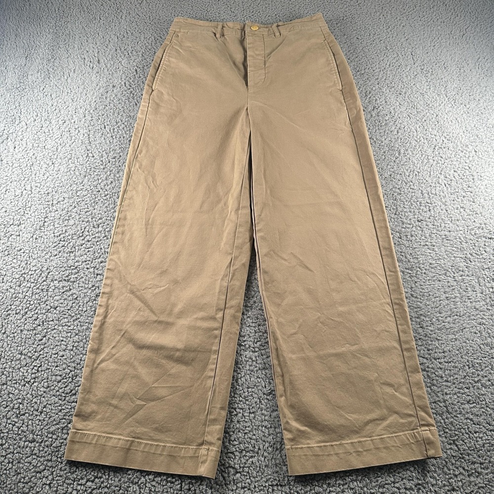 Alex Mill Chino Pants Womens 4‎ Beige Wide Leg Button Fly Stretch Twill Casual